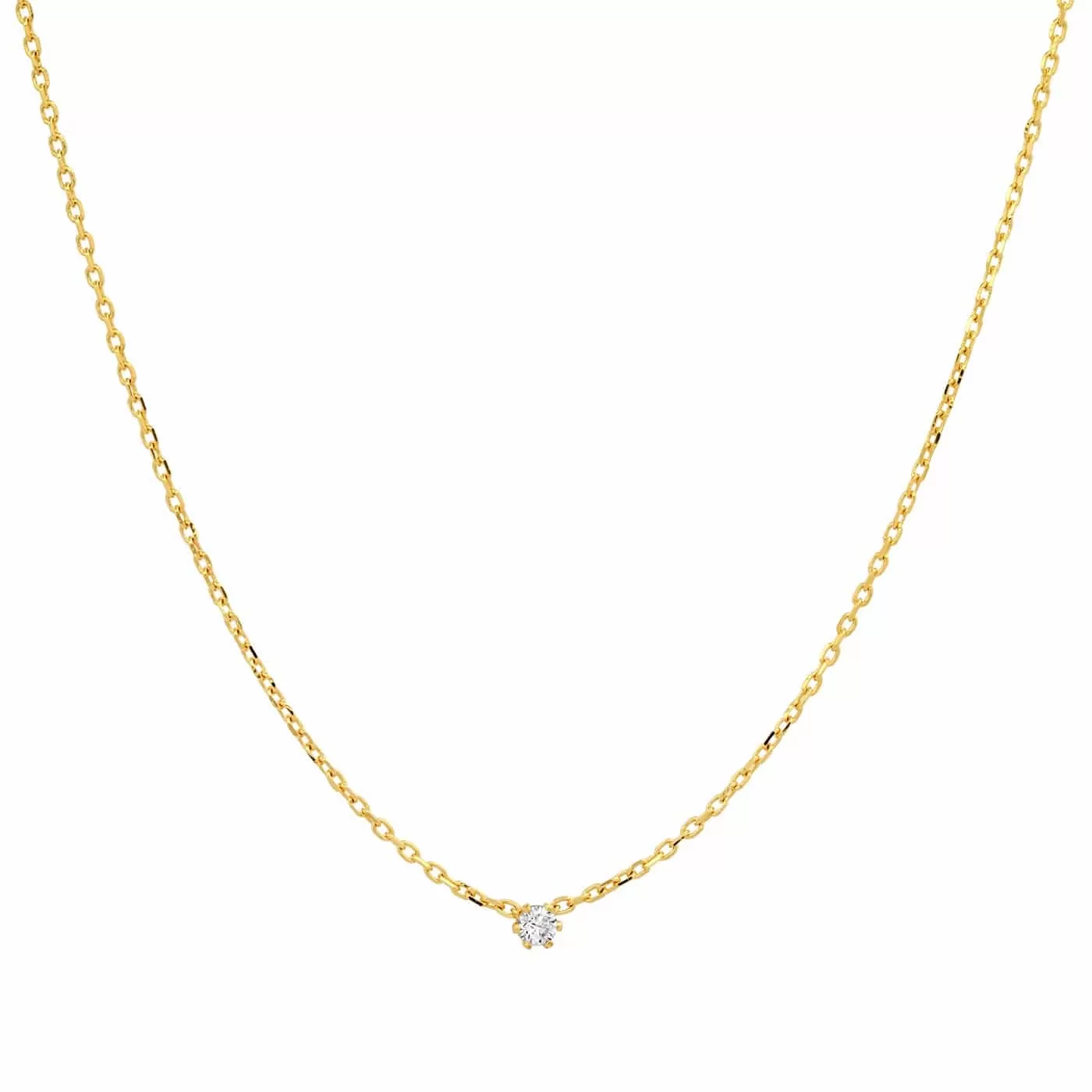 Gold Vermeil Chain with Single CZ Accent