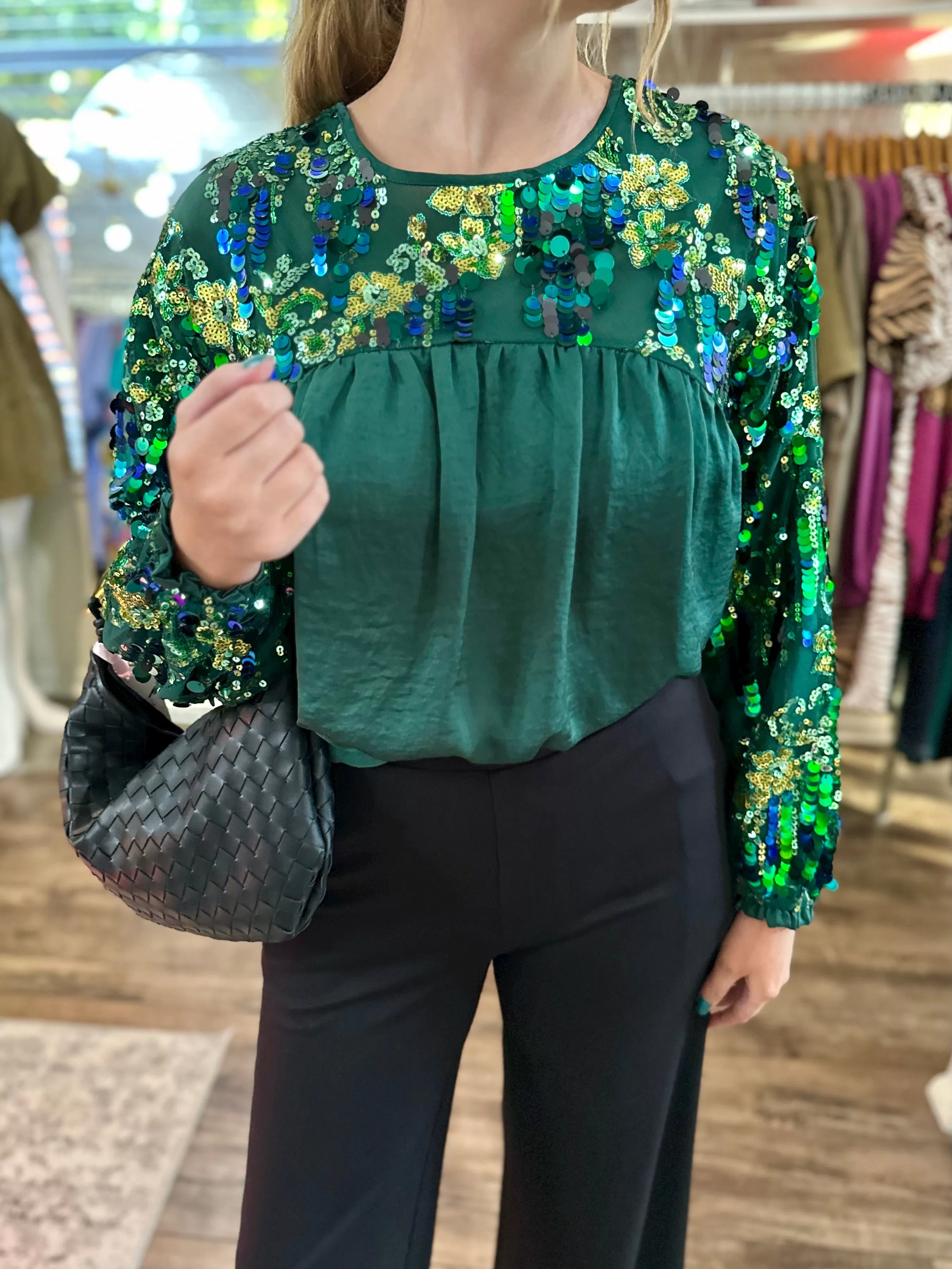 Green Sequin Top