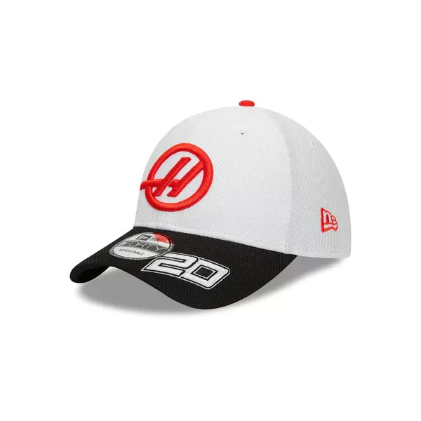 Haas Racing F1 New Era 9Forty 2024 Kevin Magnussen Team Baseball Hat - White