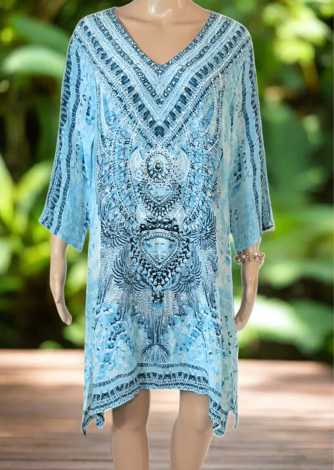 Hand beaded Silk Tunic Dress - Egyptian-by Fashion Spectrum