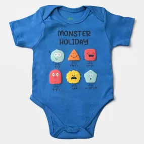 Infant Unisex Cotton Interlock Romper Monster Holiday-Brill Blue