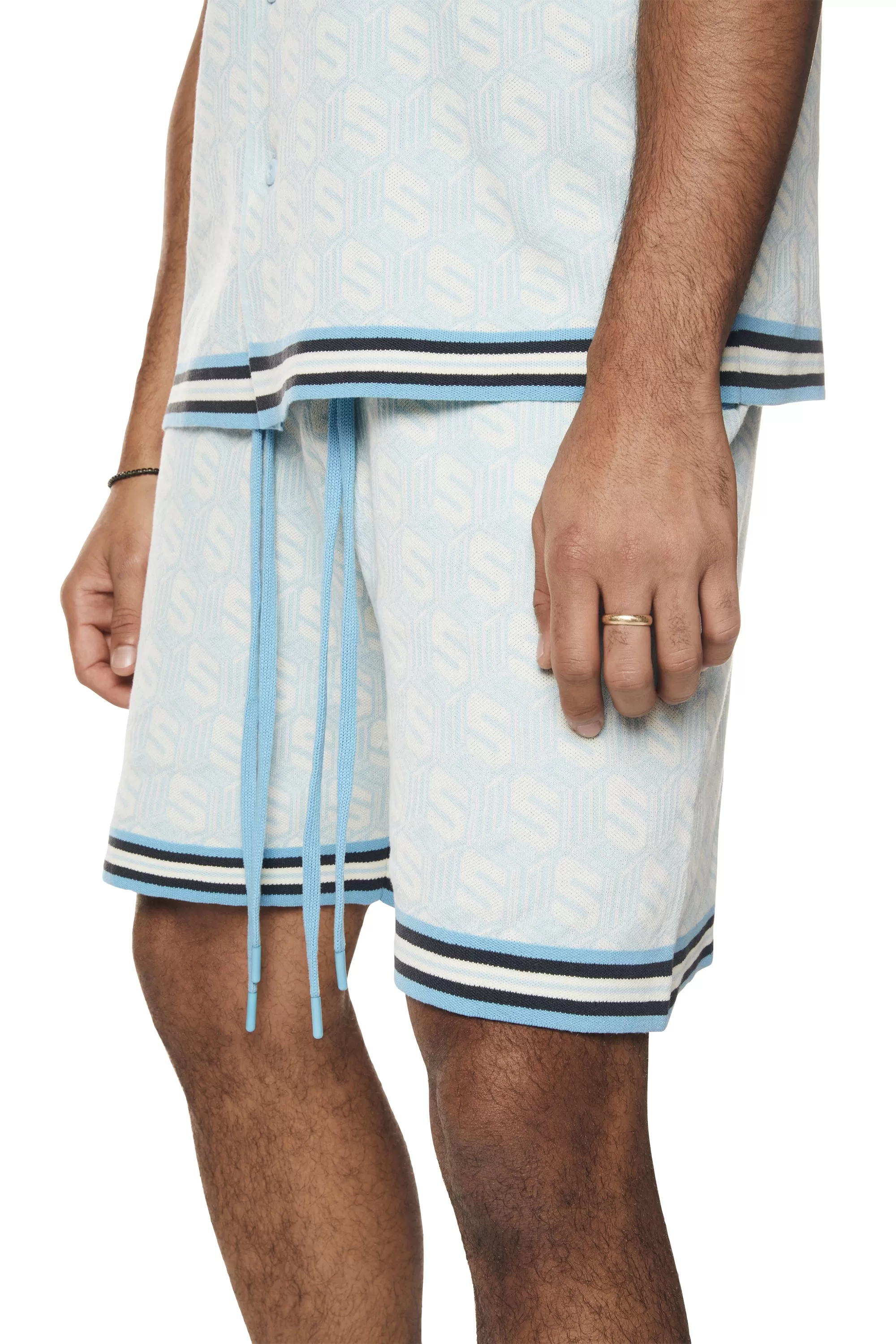 Jacquard Knit Shorts - Airy Blue