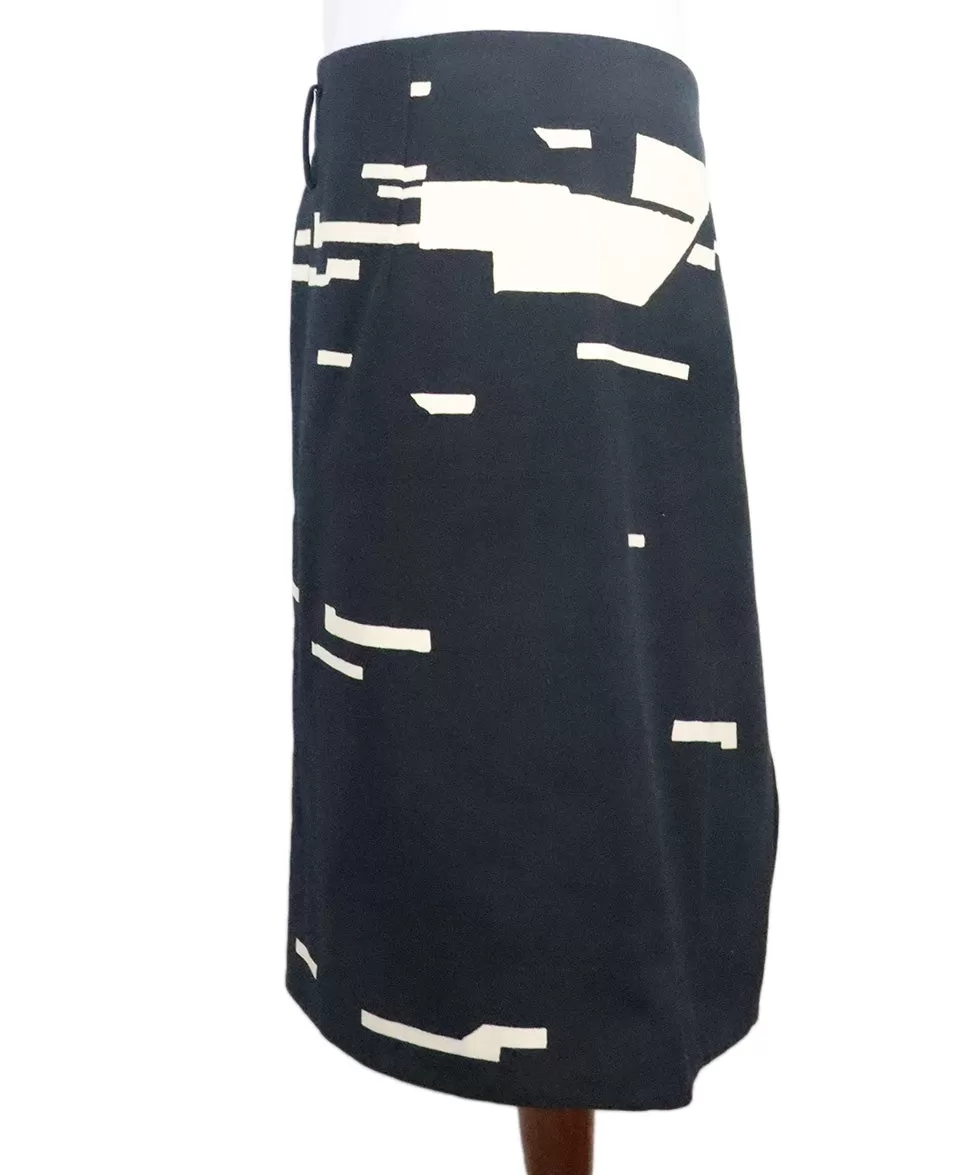 Jil Sander Navy & White Print Skirt sz 8