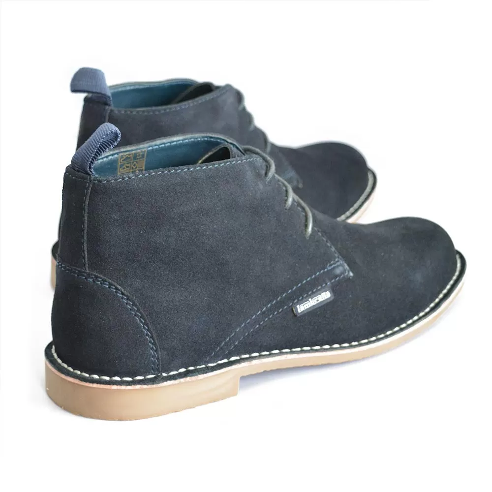 Lambretta Mens Suede Desert Boots Classic Laced Navy