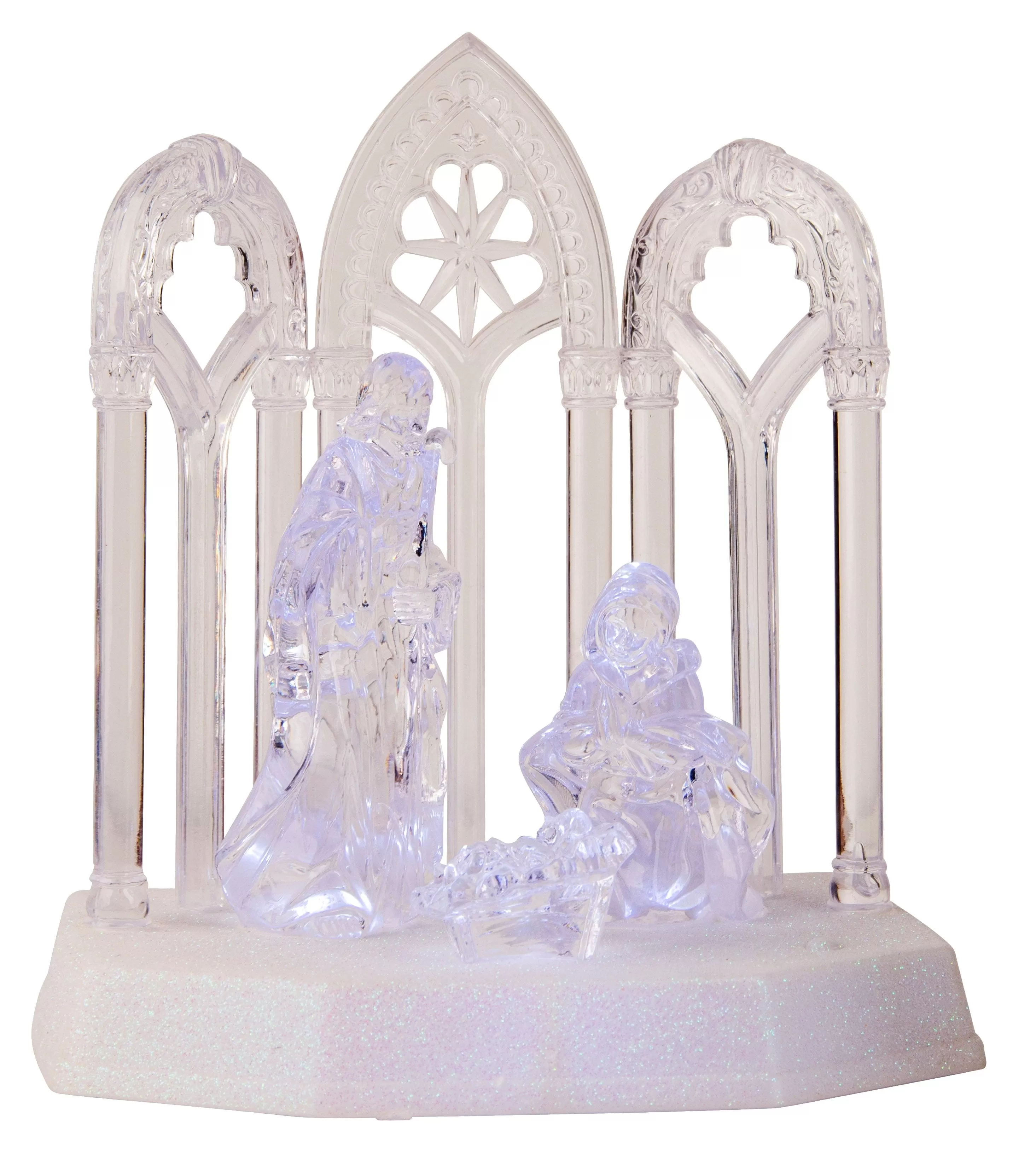 LED Musical Crystal Nativity Scene 4 Asst