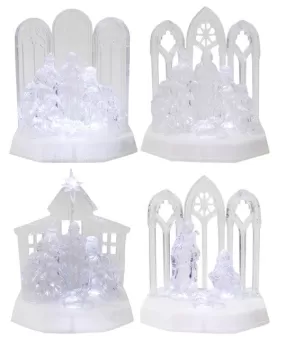 LED Musical Crystal Nativity Scene 4 Asst