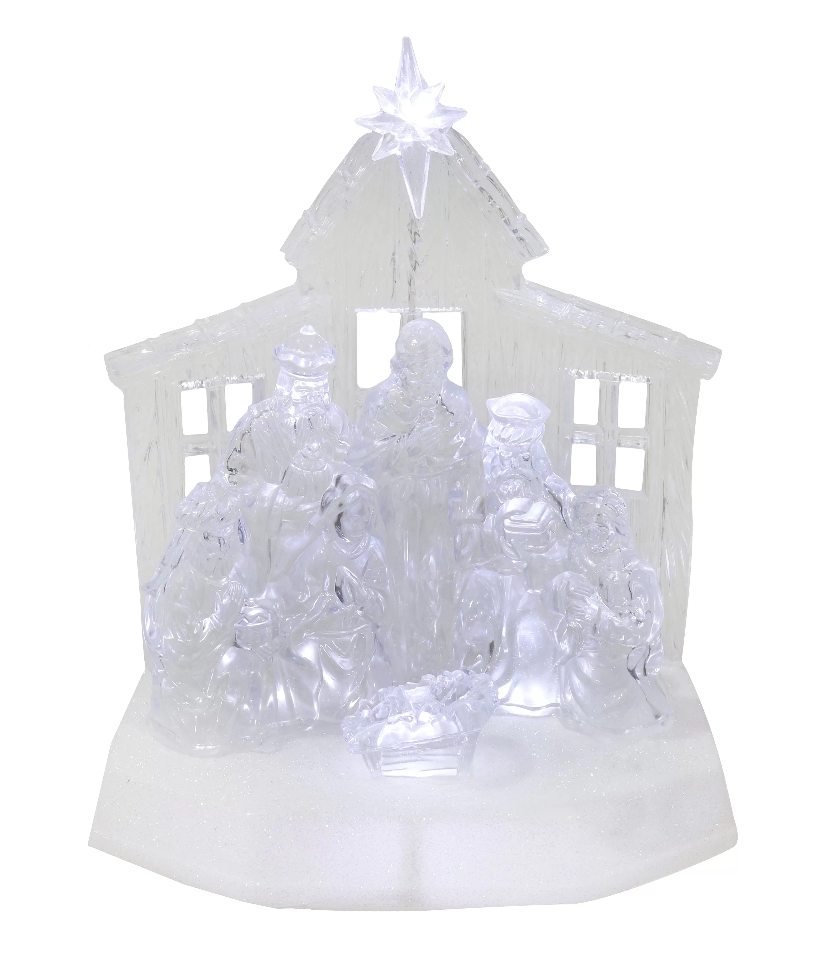 LED Musical Crystal Nativity Scene 4 Asst