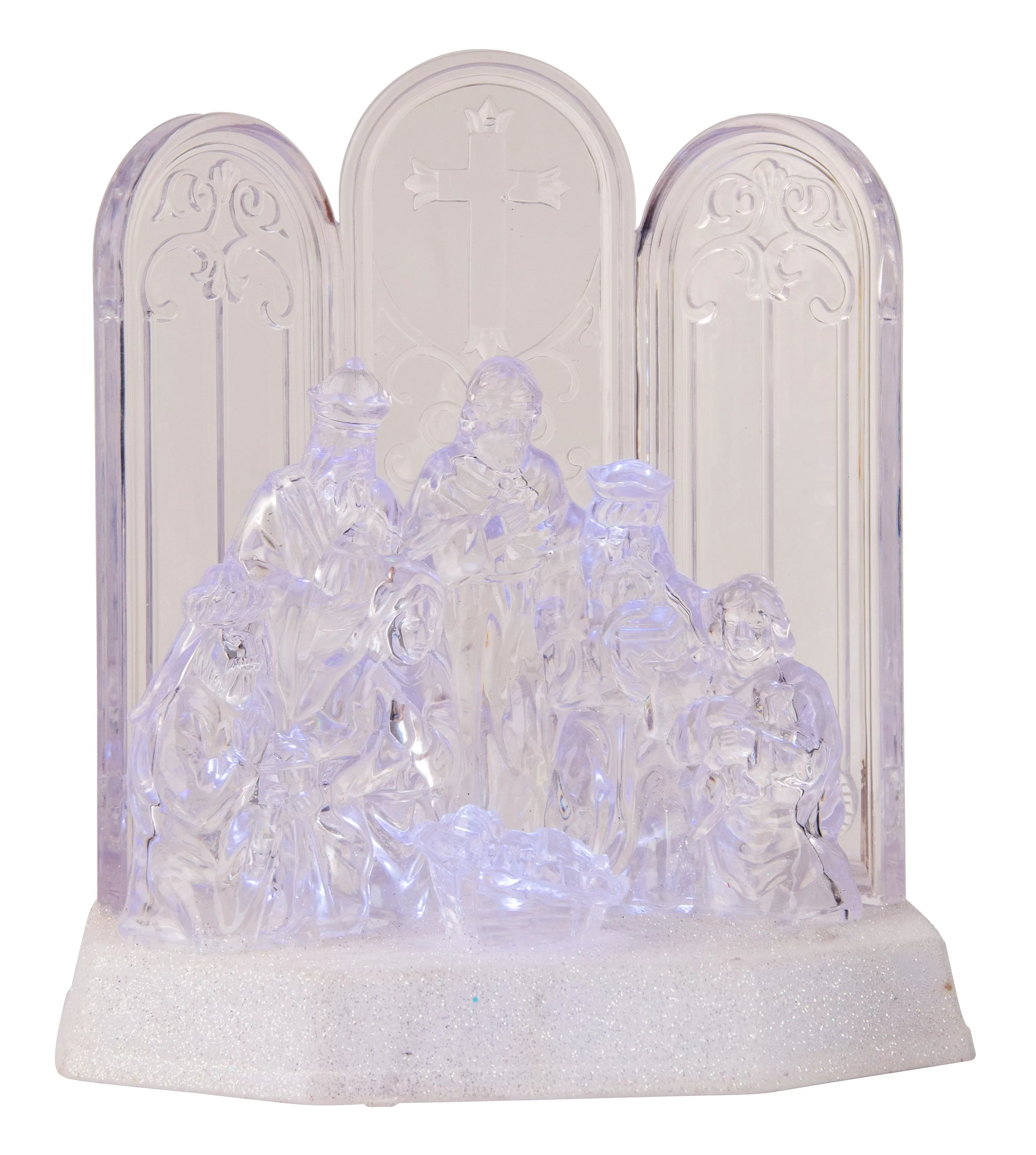 LED Musical Crystal Nativity Scene 4 Asst