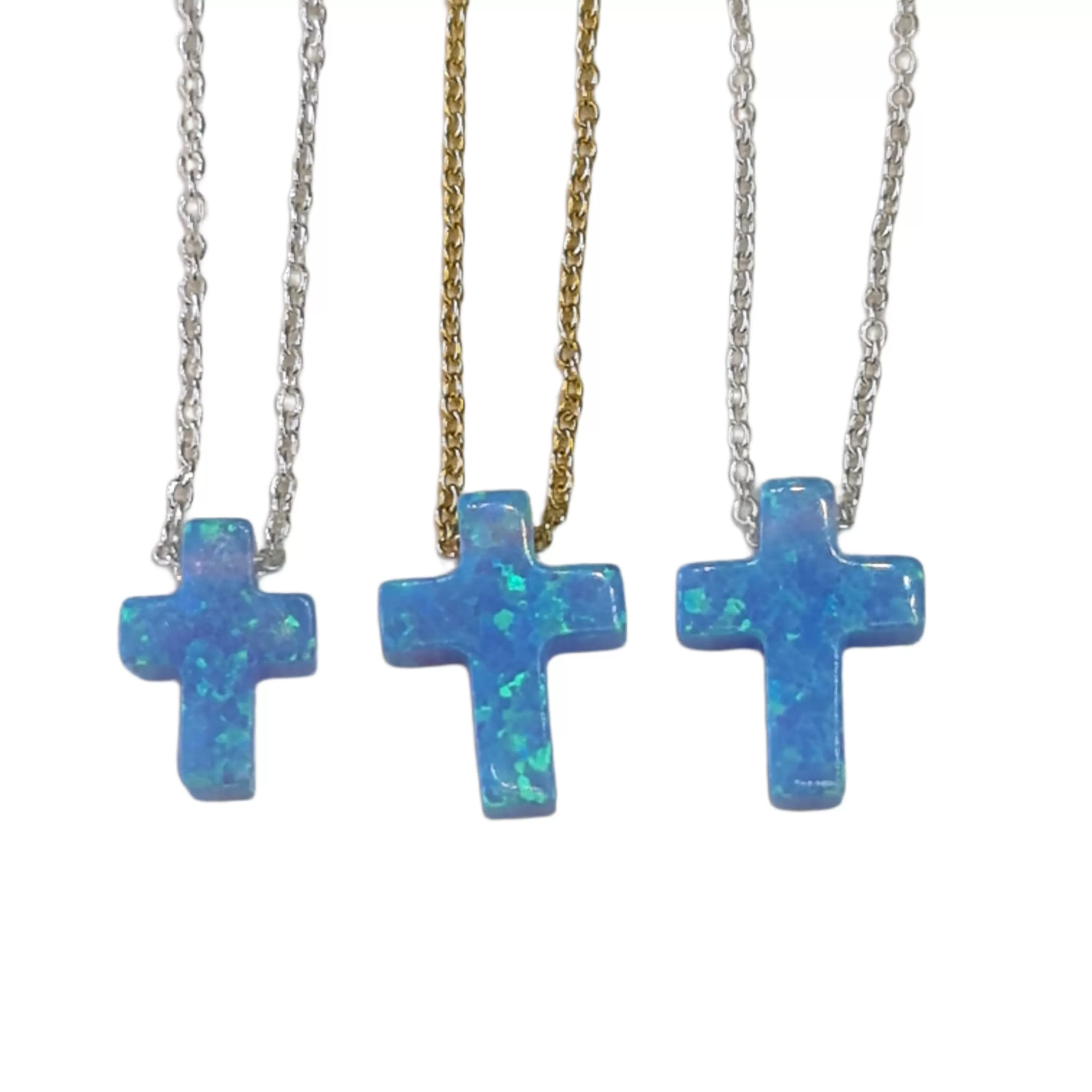 Light Blue Opal Cross necklace