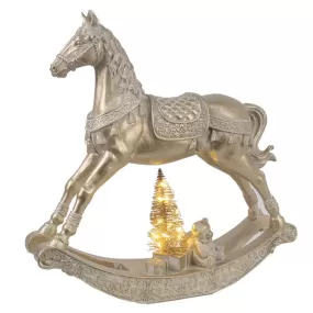 Light Up Gold Resin Rocking Horse (29.5x7x29.5cm)