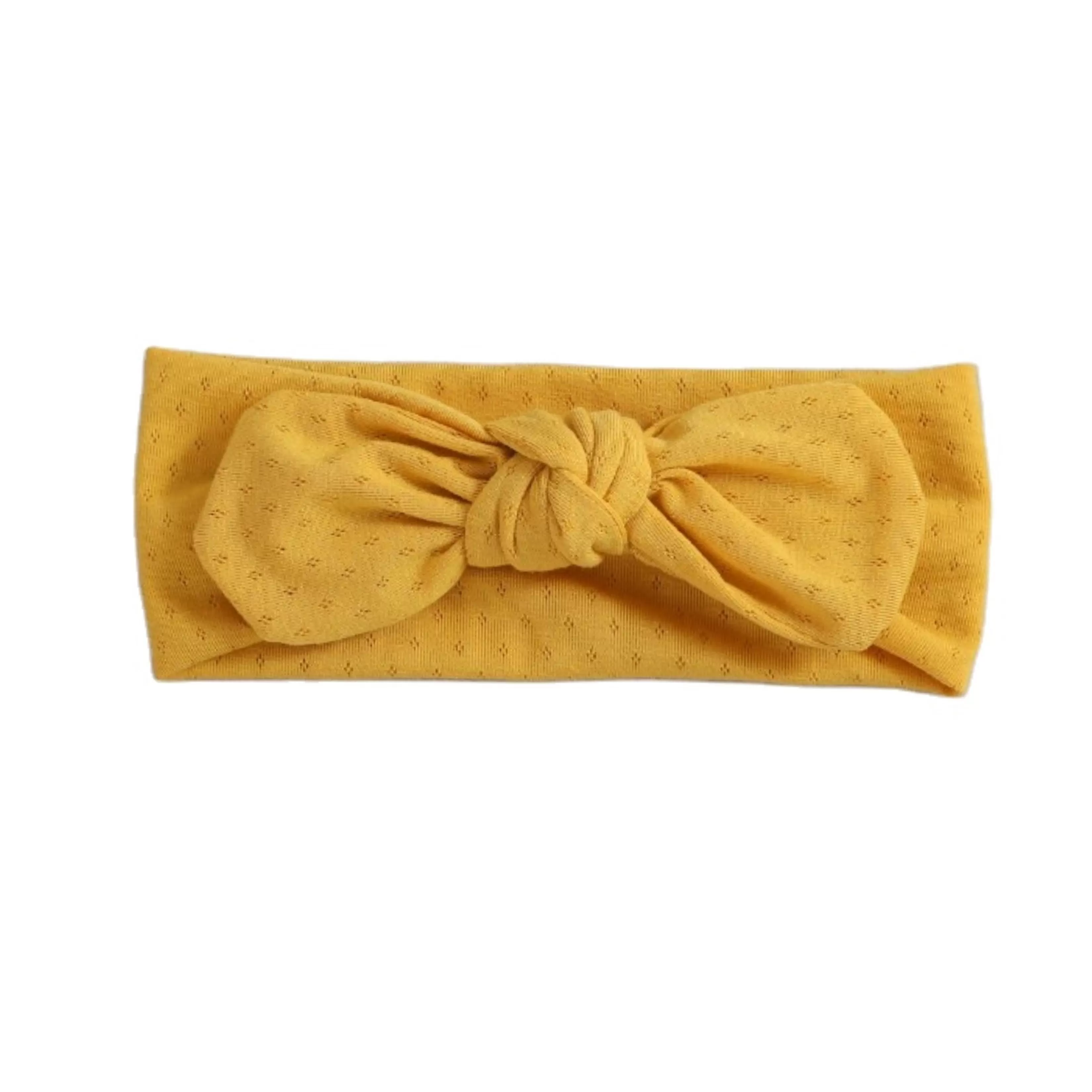 Lily Eyelet Baby Bowknot Headband in Mustard