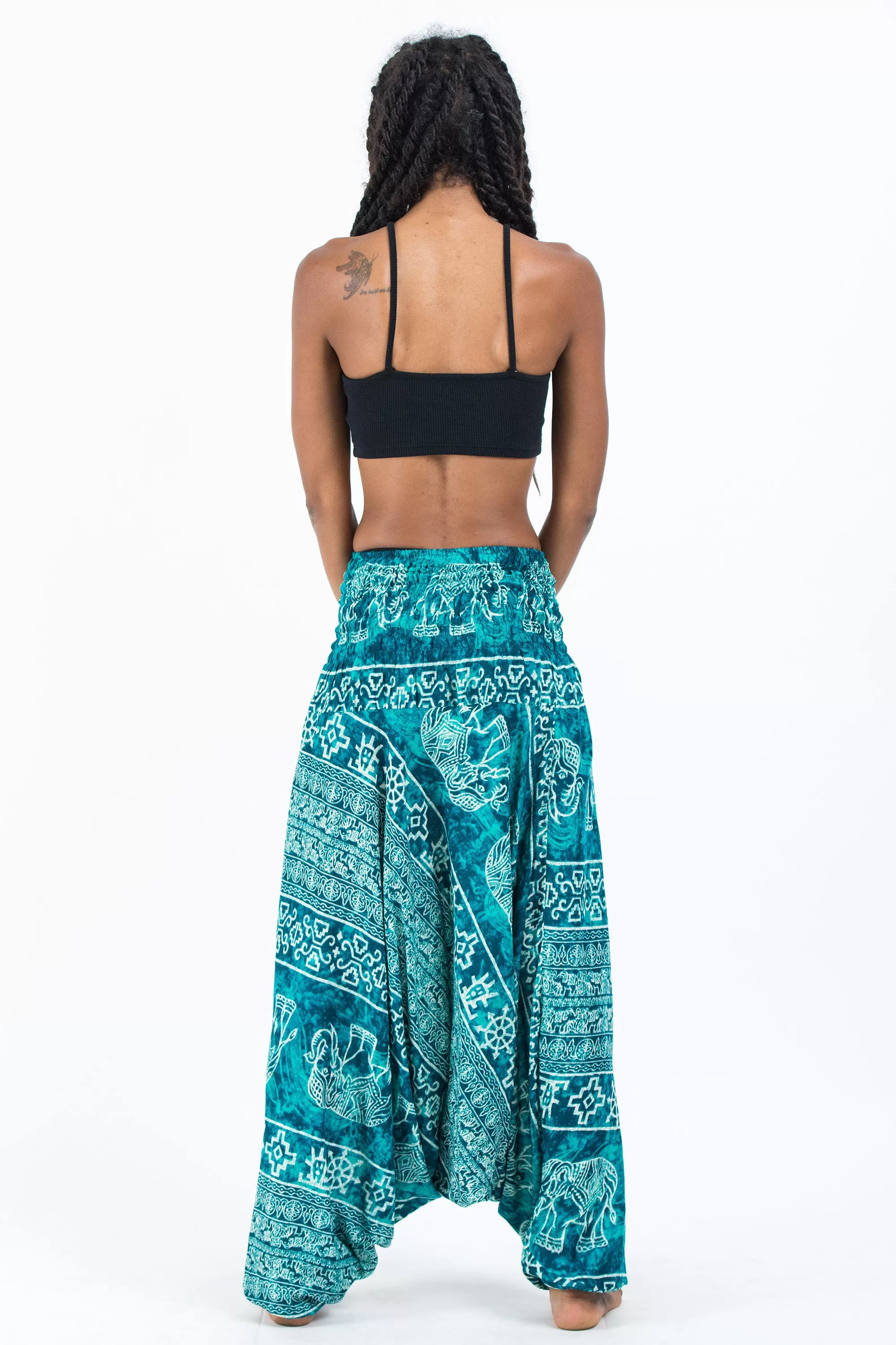 Marble Elephant 2-in-1 Jumpsuit Elephant Pants in Turquoise