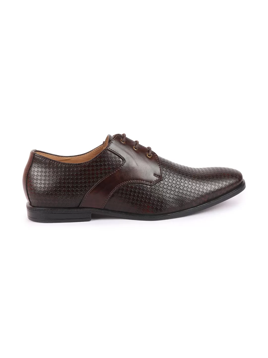 Men Brown Pattern Design Formal/Office Lace Up Shoes