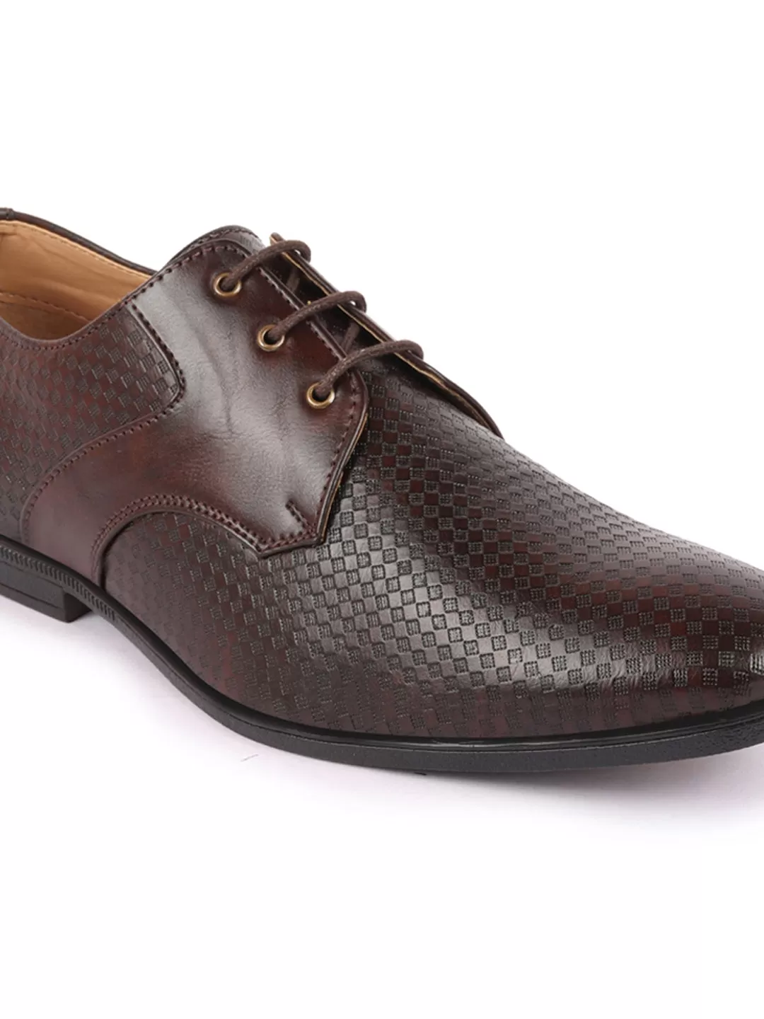 Men Brown Pattern Design Formal/Office Lace Up Shoes