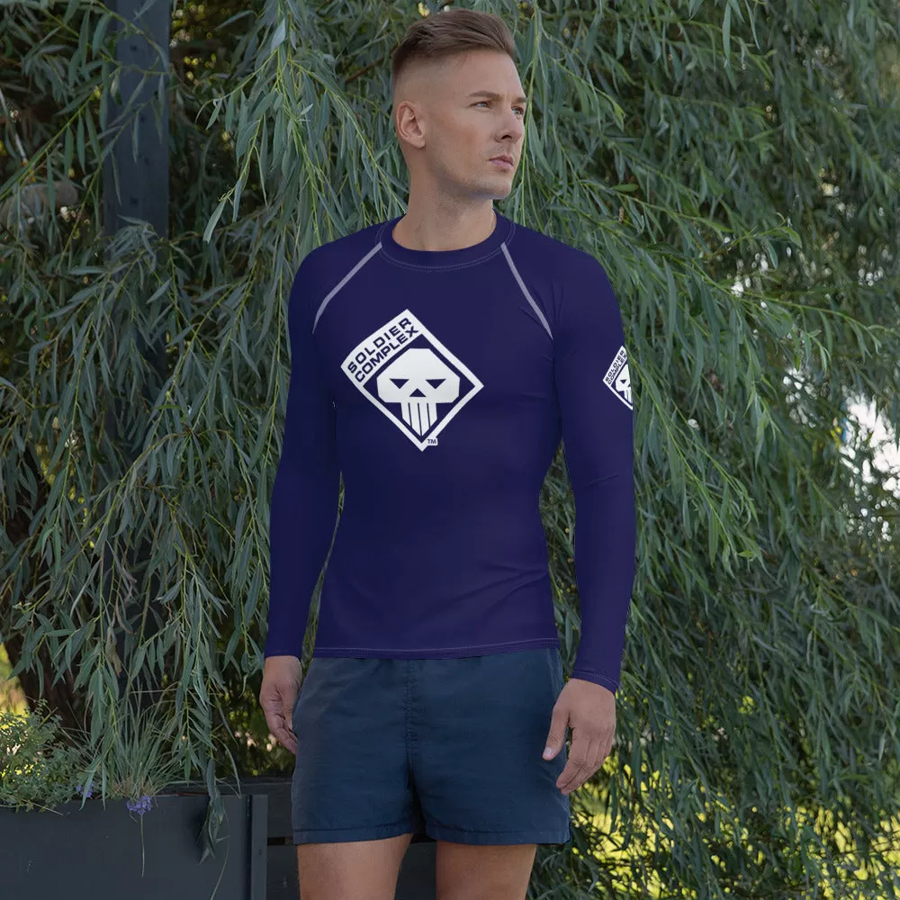 Men's Long Sleeve BJJ Rash Guard for Jiu Jitsu - Soldier Complex 002 Midnight Blue