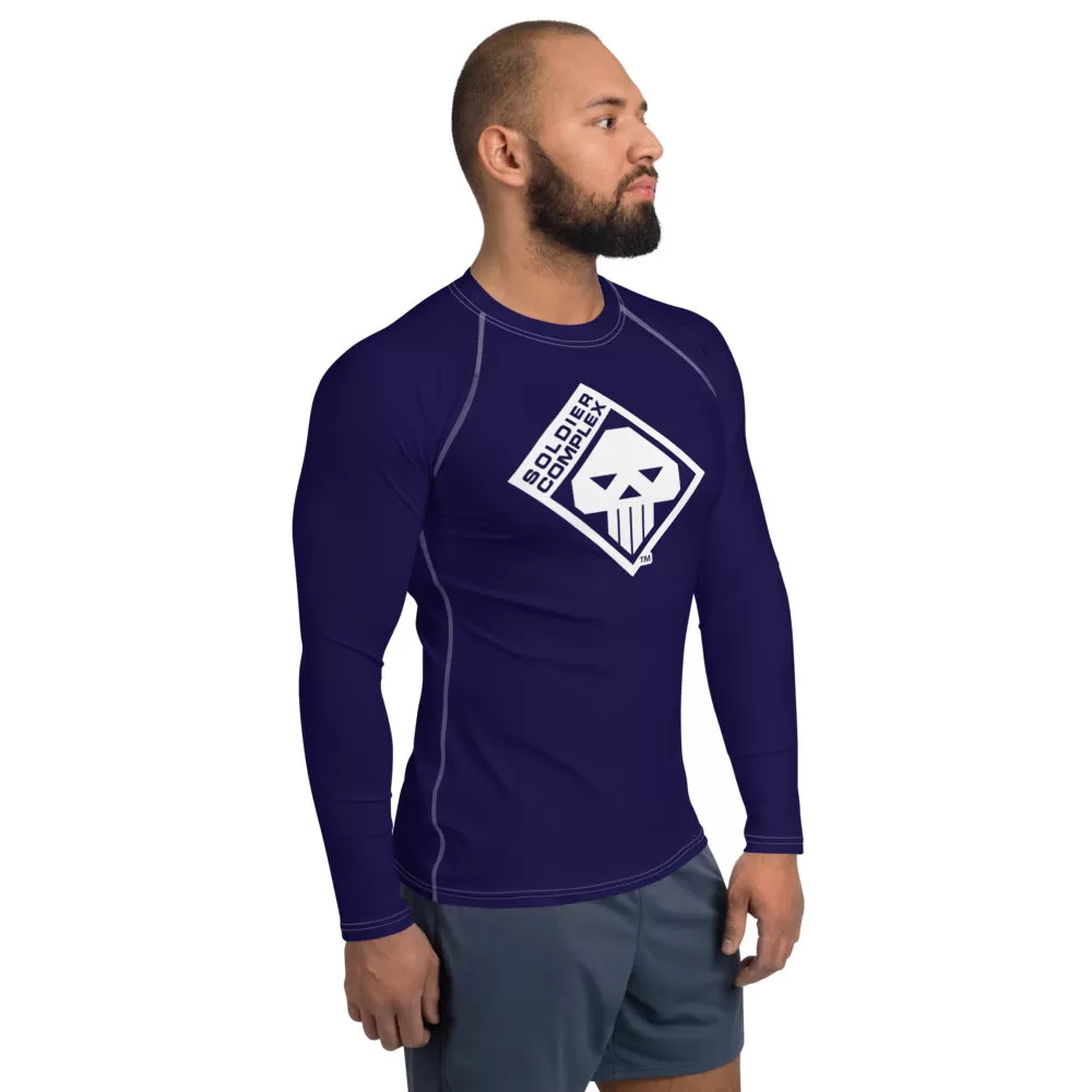 Men's Long Sleeve BJJ Rash Guard for Jiu Jitsu - Soldier Complex 002 Midnight Blue