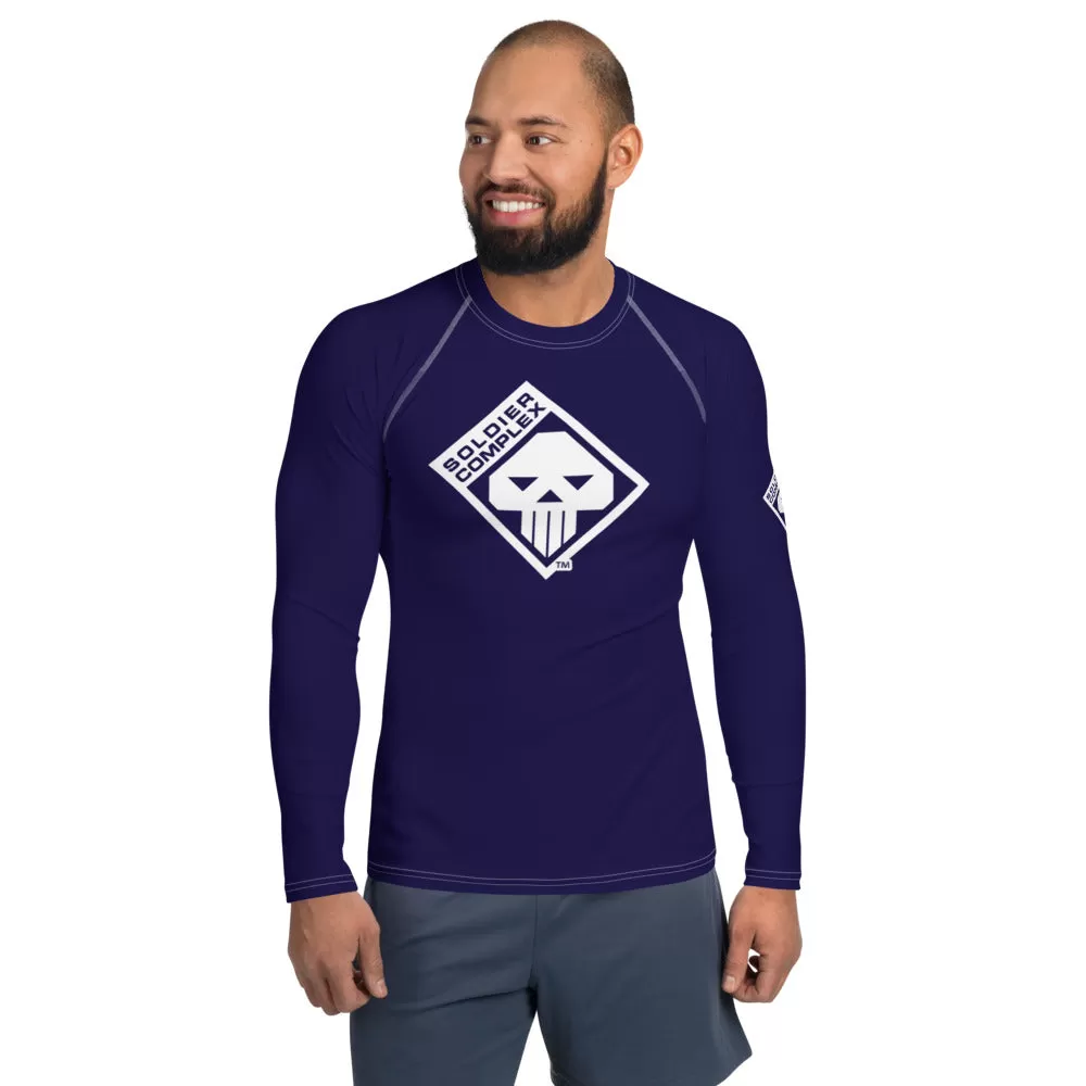 Men's Long Sleeve BJJ Rash Guard for Jiu Jitsu - Soldier Complex 002 Midnight Blue