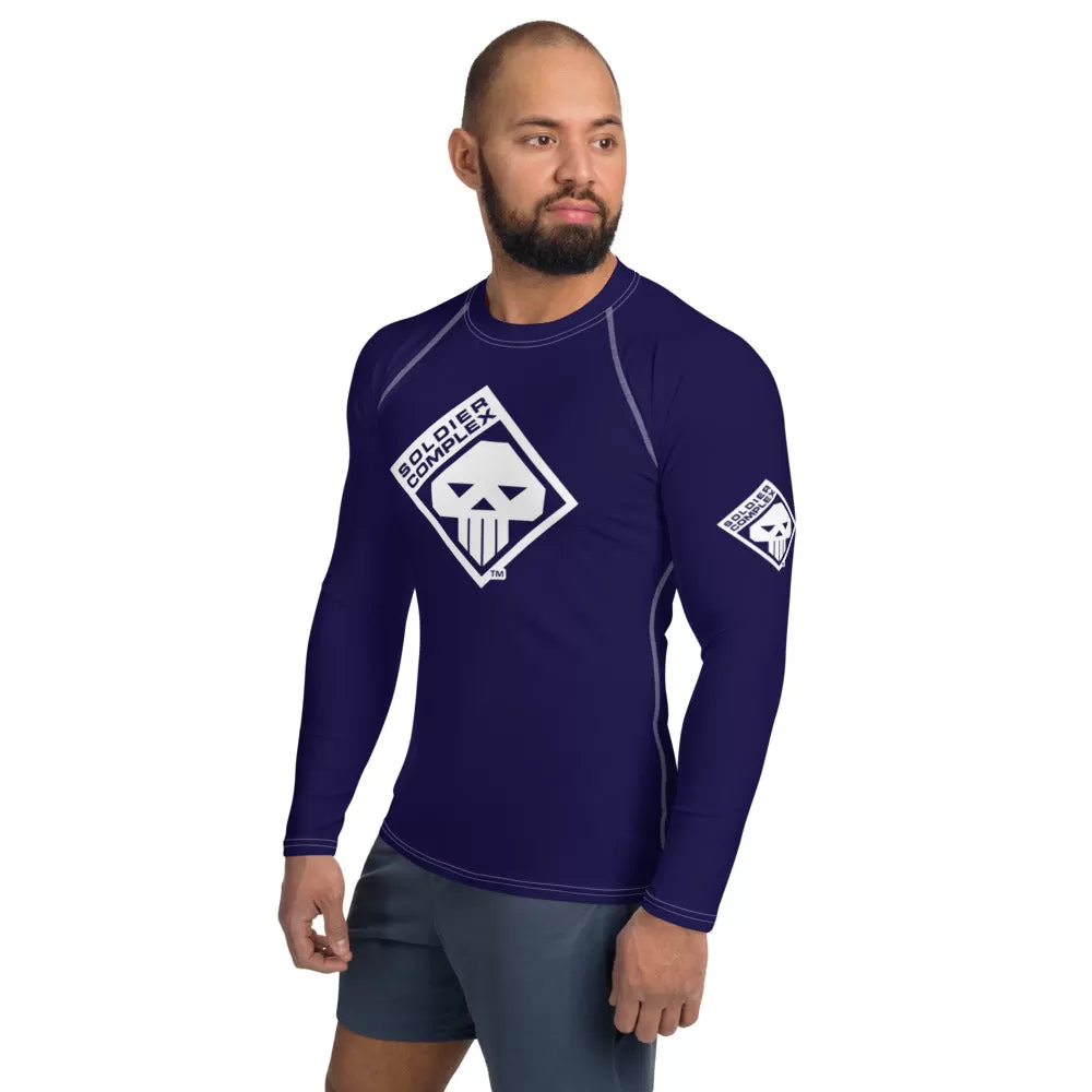 Men's Long Sleeve BJJ Rash Guard for Jiu Jitsu - Soldier Complex 002 Midnight Blue