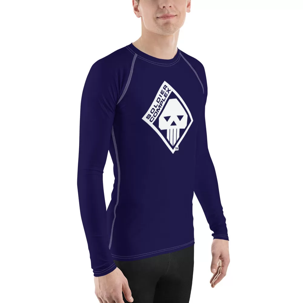 Men's Long Sleeve BJJ Rash Guard for Jiu Jitsu - Soldier Complex 002 Midnight Blue