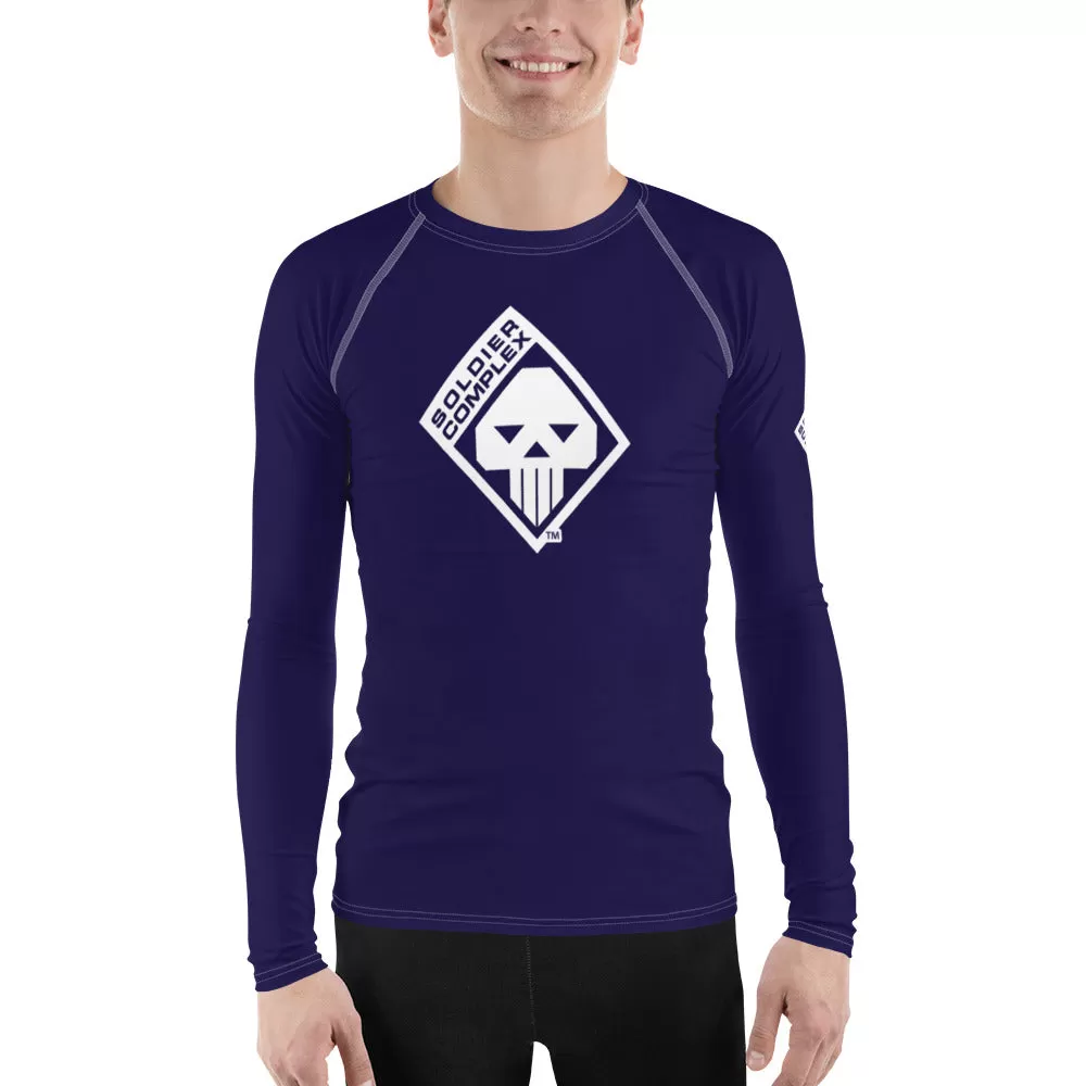 Men's Long Sleeve BJJ Rash Guard for Jiu Jitsu - Soldier Complex 002 Midnight Blue