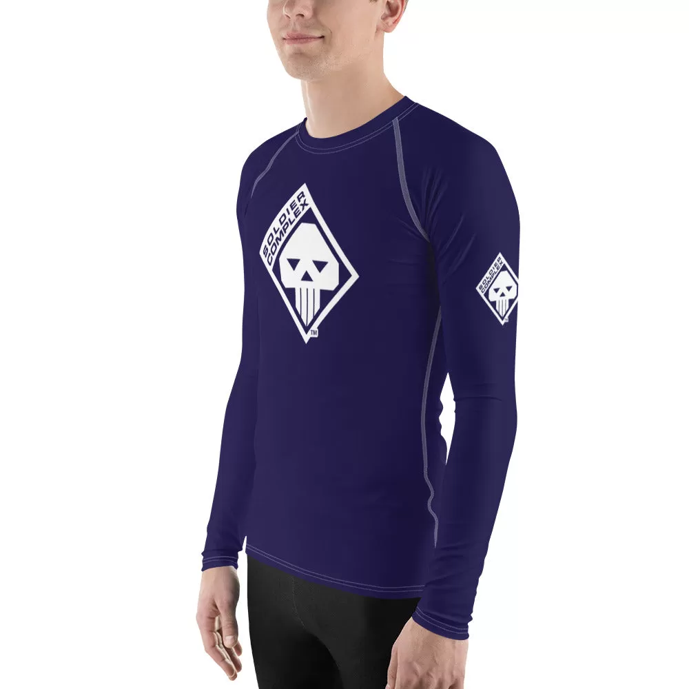 Men's Long Sleeve BJJ Rash Guard for Jiu Jitsu - Soldier Complex 002 Midnight Blue