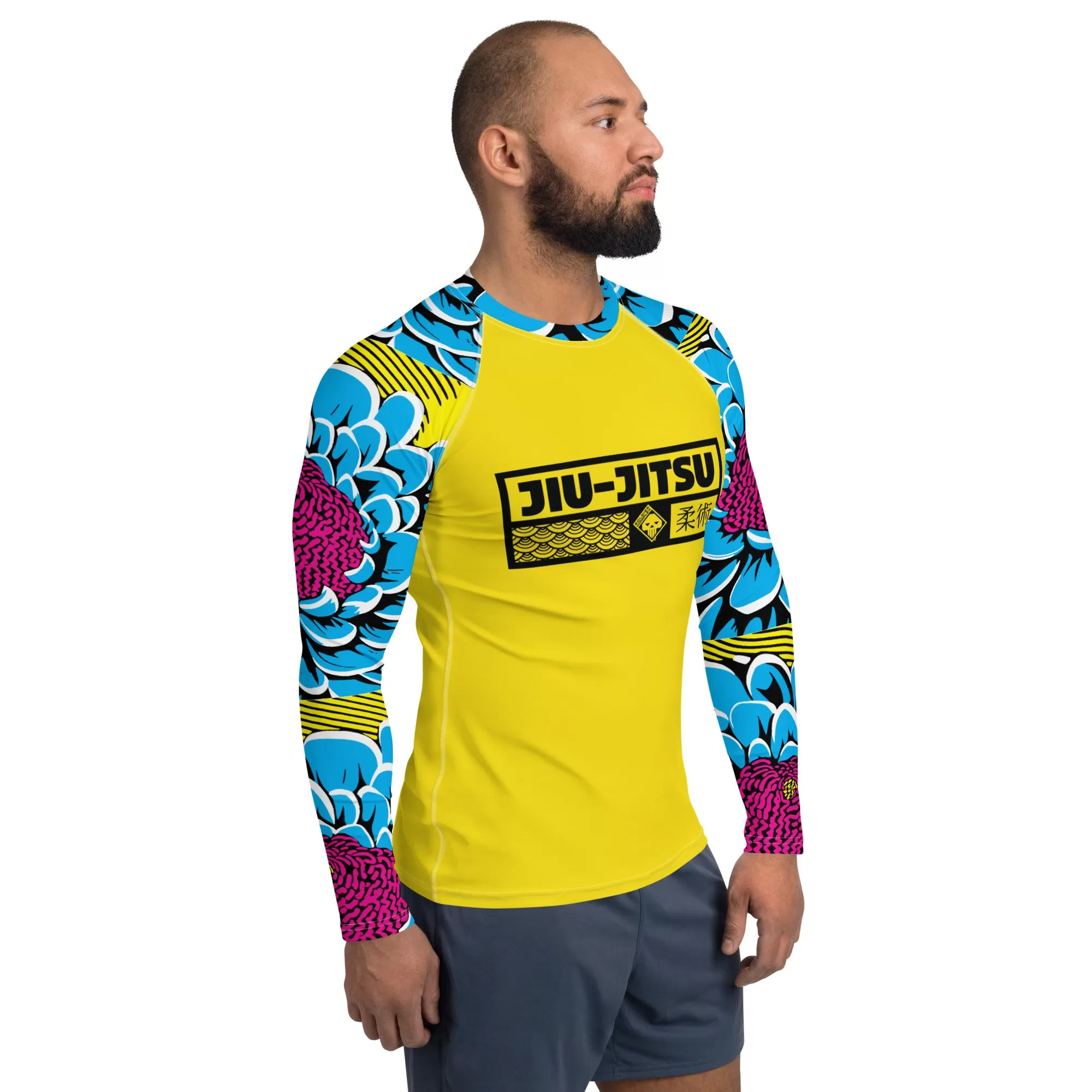 Mens Long Sleeve BJJ Rash Guard - Jiu-Jitsu 018 - Dahlia 002