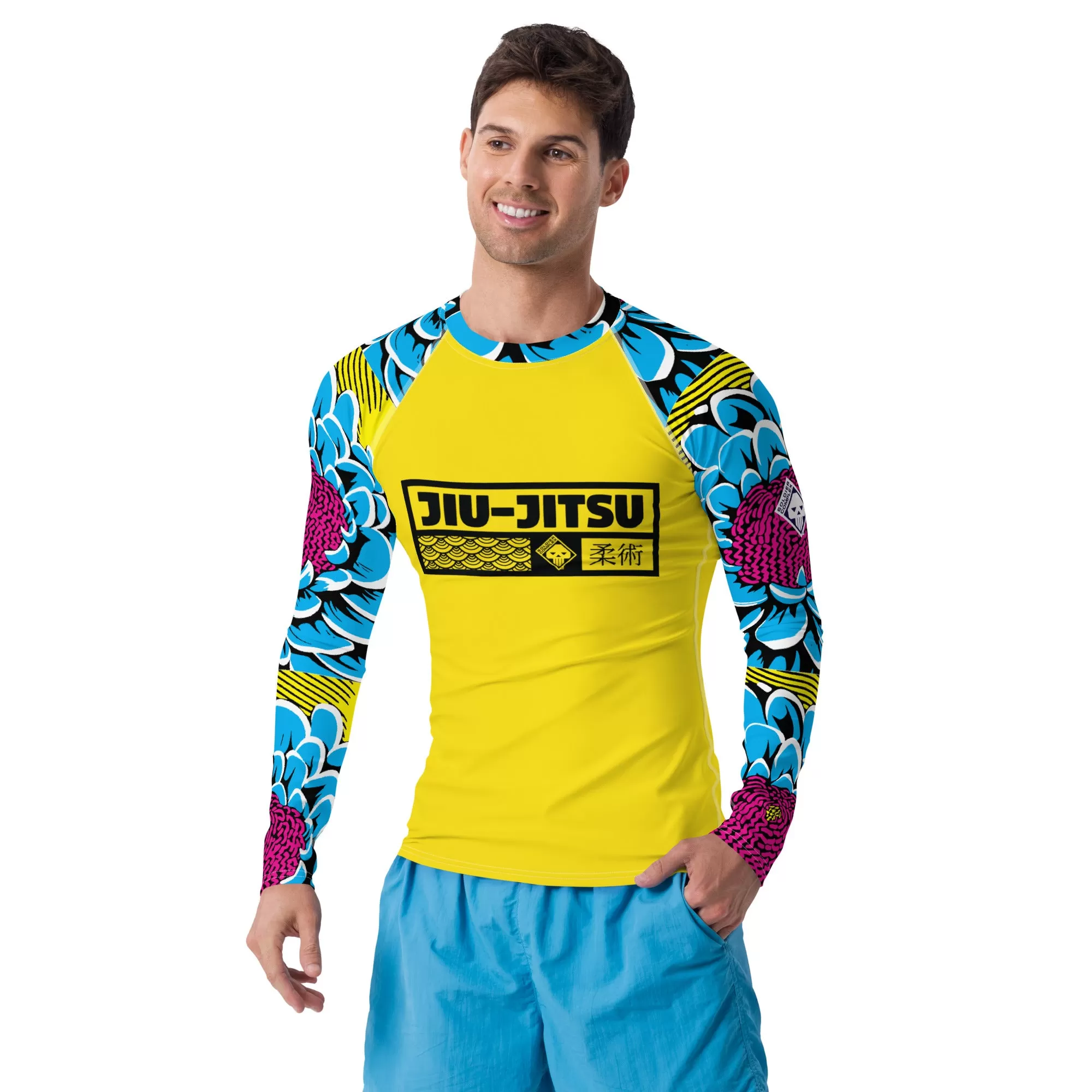 Mens Long Sleeve BJJ Rash Guard - Jiu-Jitsu 018 - Dahlia 002