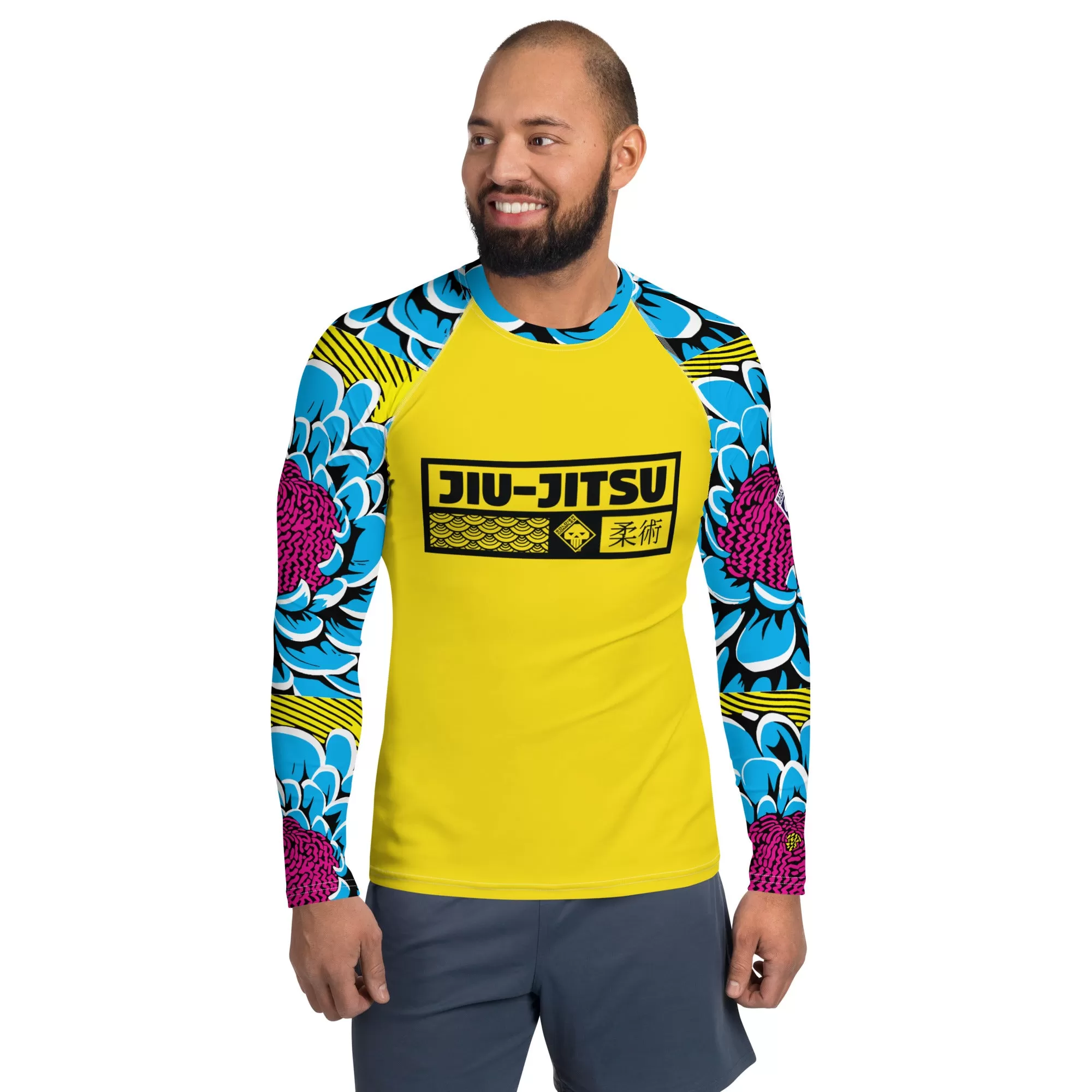 Mens Long Sleeve BJJ Rash Guard - Jiu-Jitsu 018 - Dahlia 002