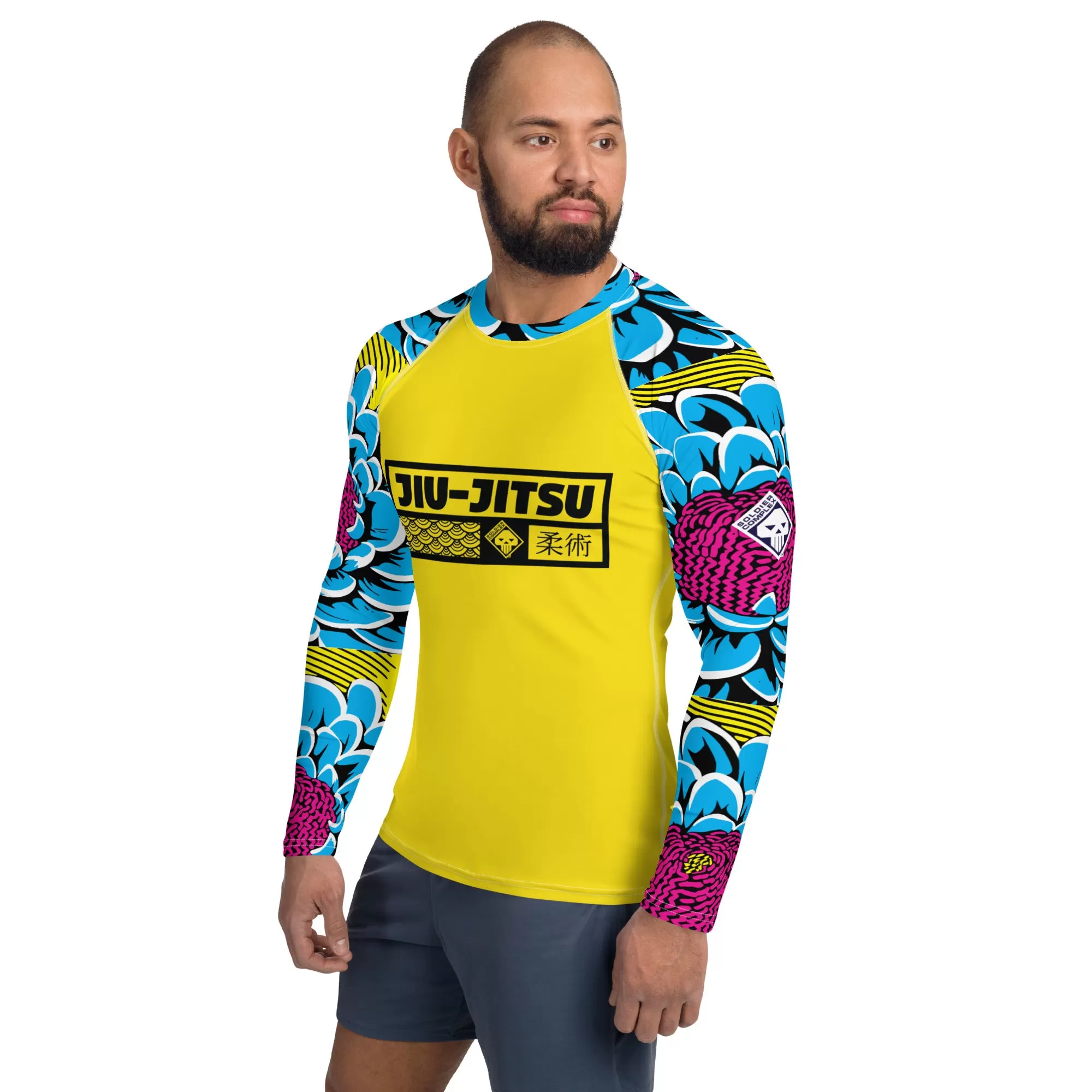 Mens Long Sleeve BJJ Rash Guard - Jiu-Jitsu 018 - Dahlia 002