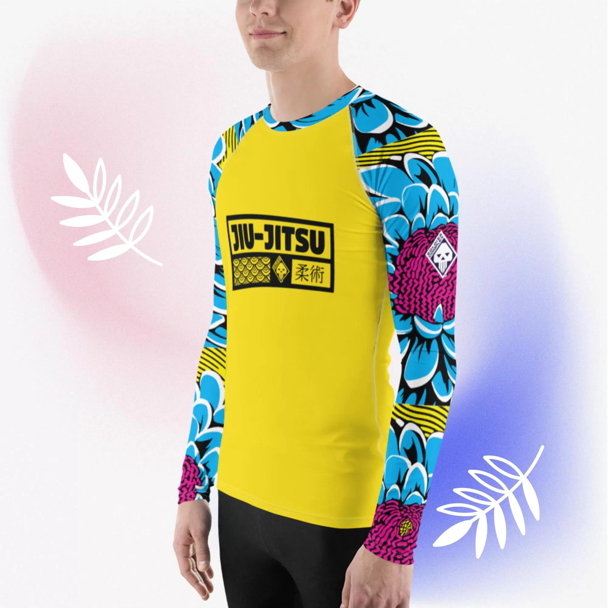 Mens Long Sleeve BJJ Rash Guard - Jiu-Jitsu 018 - Dahlia 002