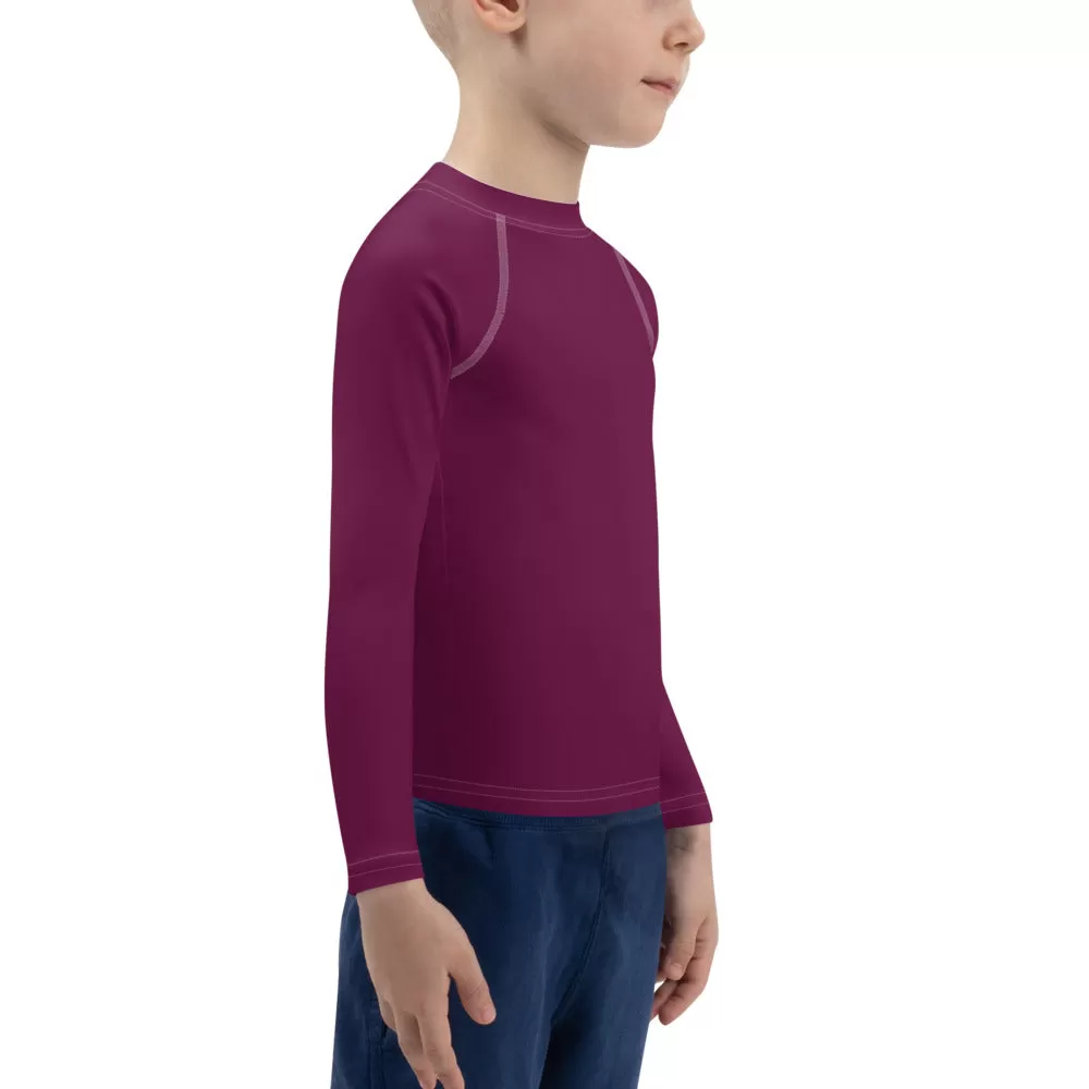 Mini Explorer: Kid's Solid Color Rash Guards for Him - Tyrian Purple