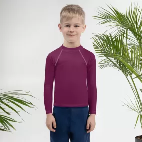 Mini Explorer: Kid's Solid Color Rash Guards for Him - Tyrian Purple