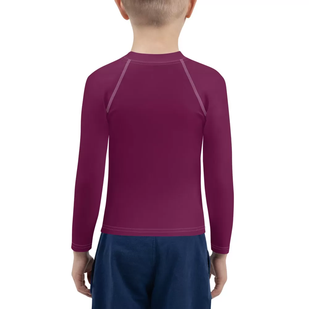 Mini Explorer: Kid's Solid Color Rash Guards for Him - Tyrian Purple