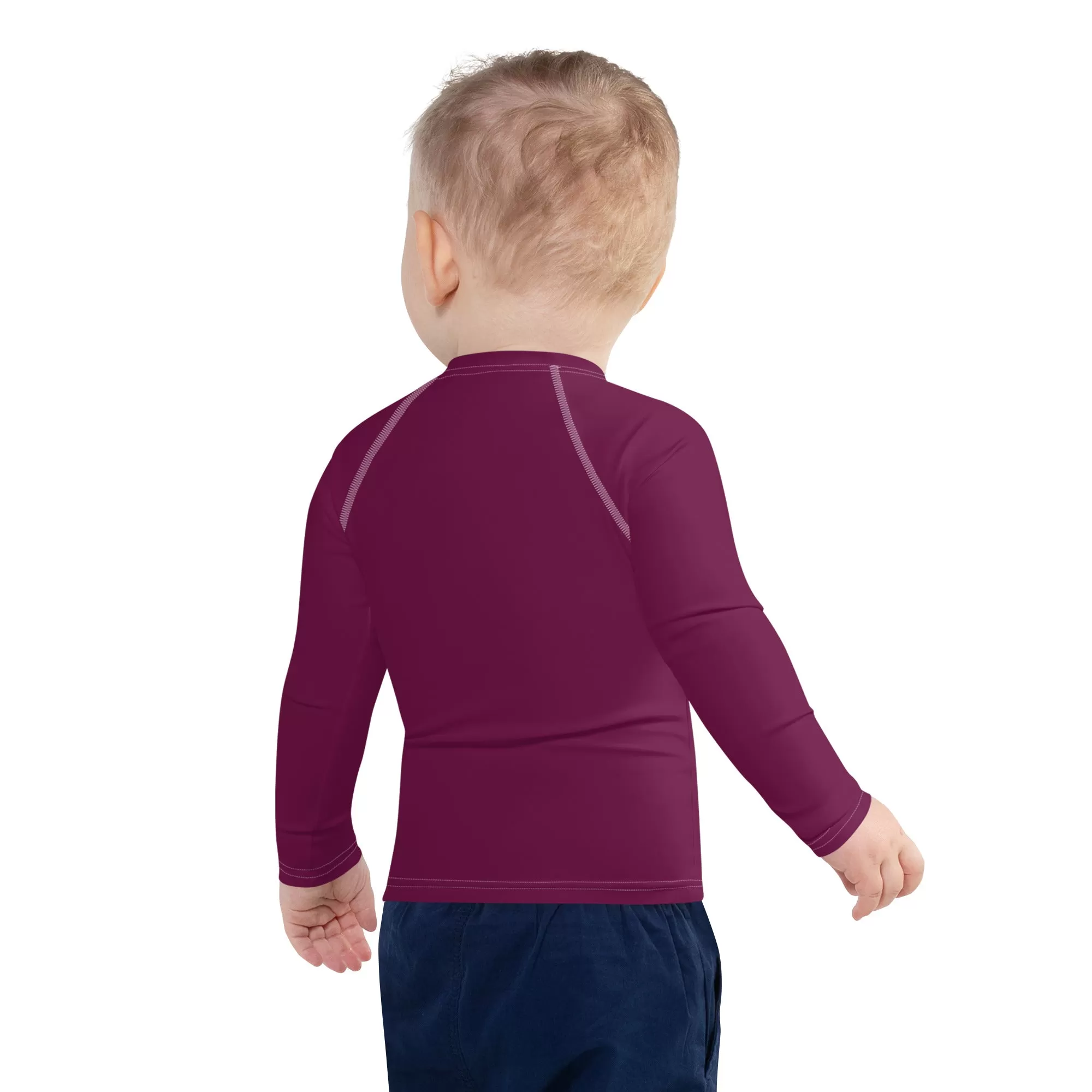 Mini Explorer: Kid's Solid Color Rash Guards for Him - Tyrian Purple