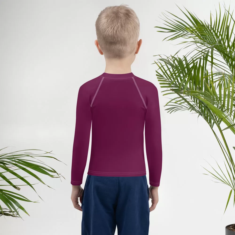 Mini Explorer: Kid's Solid Color Rash Guards for Him - Tyrian Purple