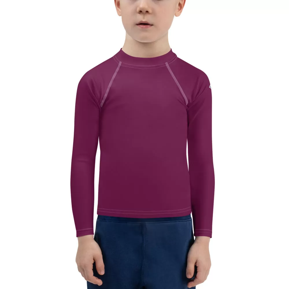 Mini Explorer: Kid's Solid Color Rash Guards for Him - Tyrian Purple