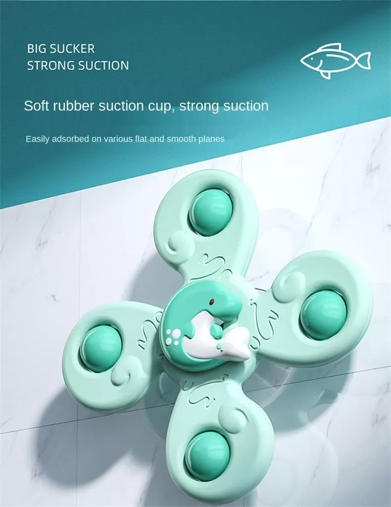 Montessori Baby Spin Top Bath Toys For Boy Children Bathing Sucker Spinner Suction Cup Toy For Kids 2 To 4 Years Rattles Teether