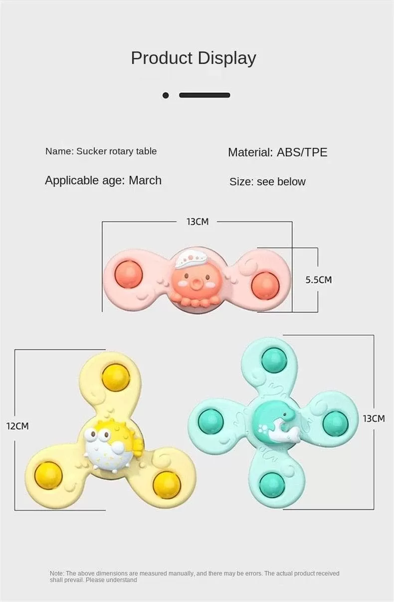 Montessori Baby Spin Top Bath Toys For Boy Children Bathing Sucker Spinner Suction Cup Toy For Kids 2 To 4 Years Rattles Teether