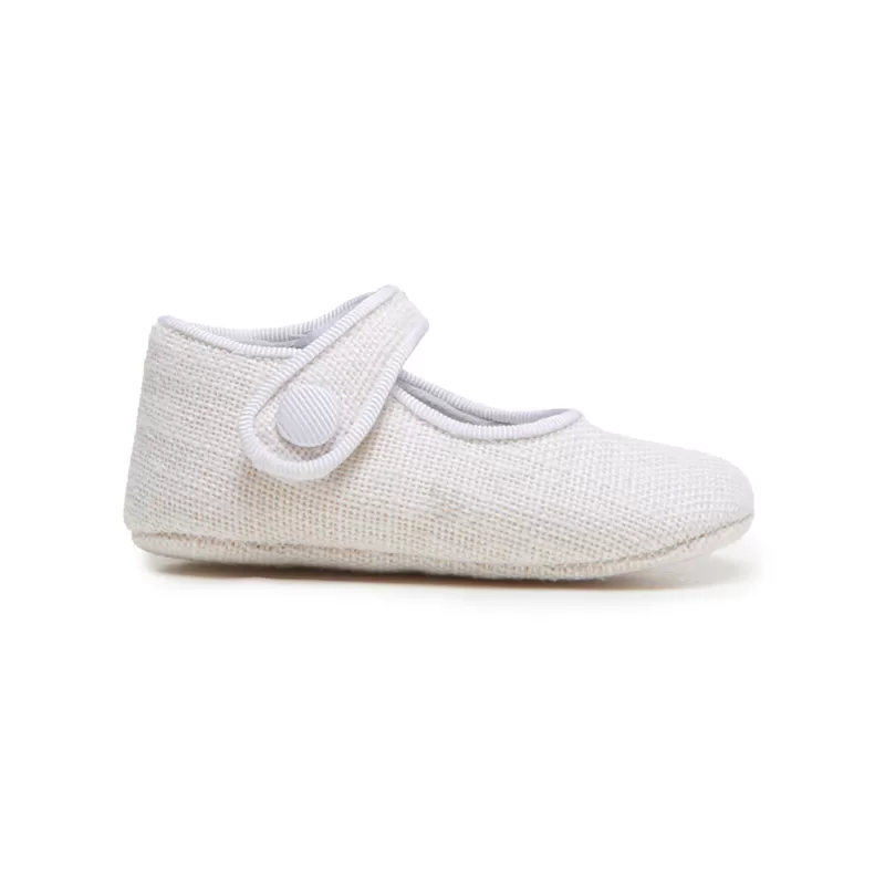 My-First Linen Mary Janes in White