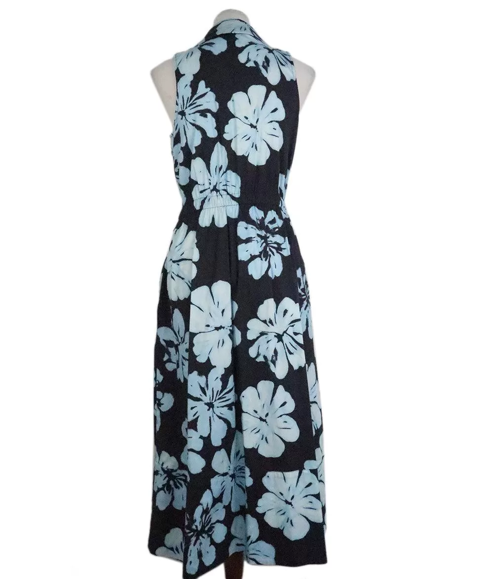 Natori Blue Floral Print Dress sz 4