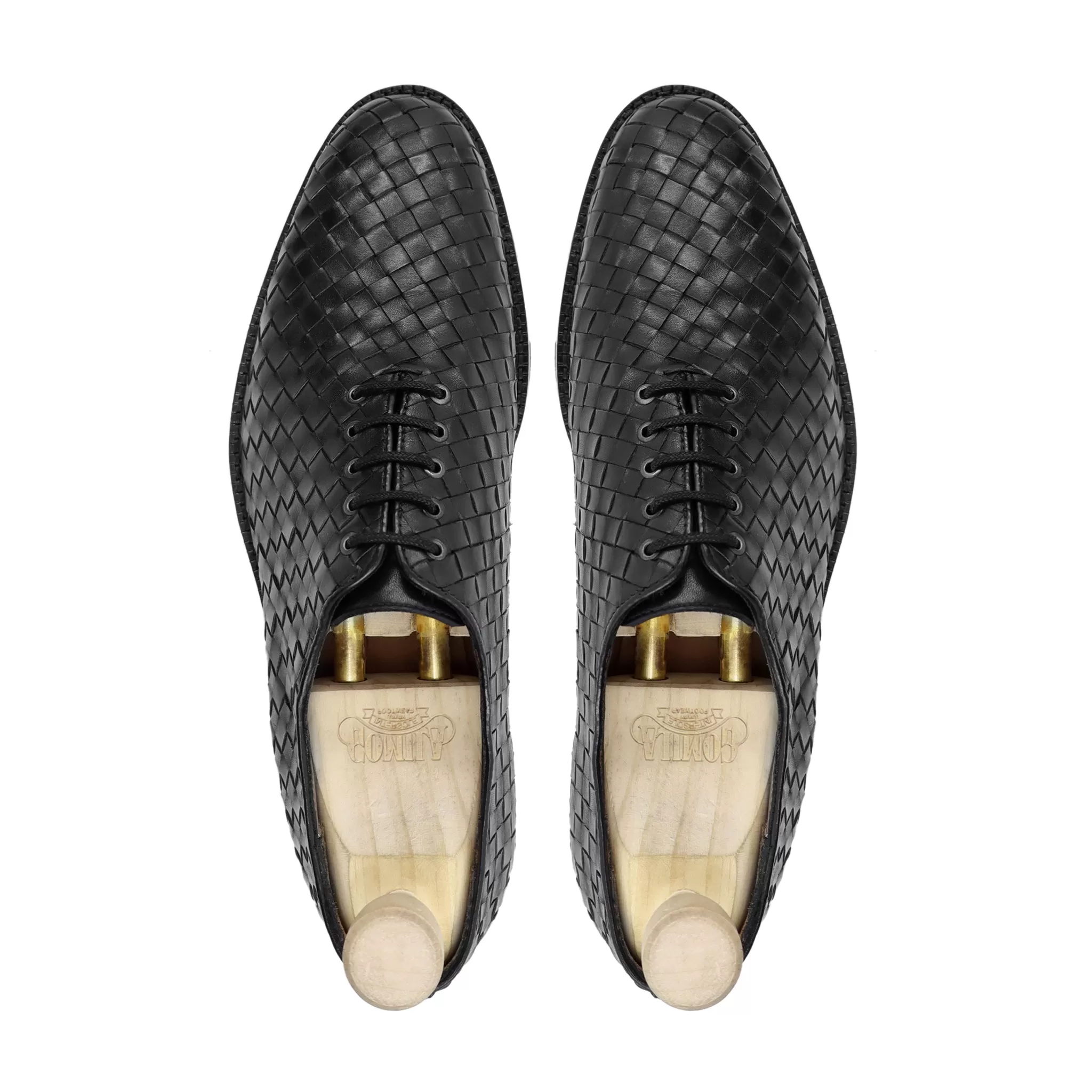 Osaka - Men's Black Hand Woven Calf Leather Wholecut Shoe