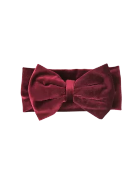 Oversized Bow Velour Baby Headband - Cherry Red