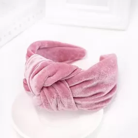 Oversized Velvet Knot Headband Pale Pink