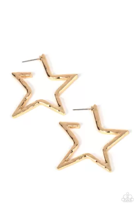 Paparazzi All-Star Attitude - Gold Earrings