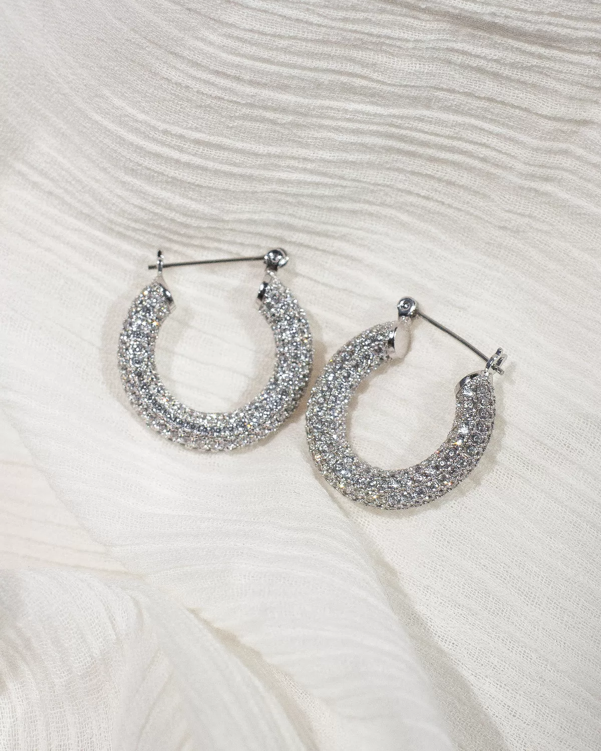 Pave Baby Amalfi Hoops- Silver