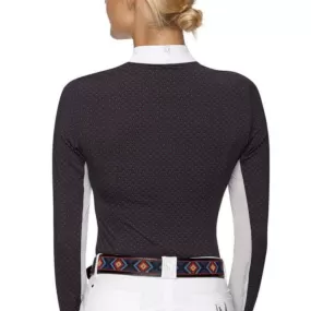 Pizazz Long Sleeve Women's Riding Shirt - Spades Pattern