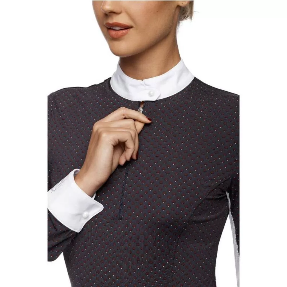 Pizazz Long Sleeve Women's Riding Shirt - Spades Pattern