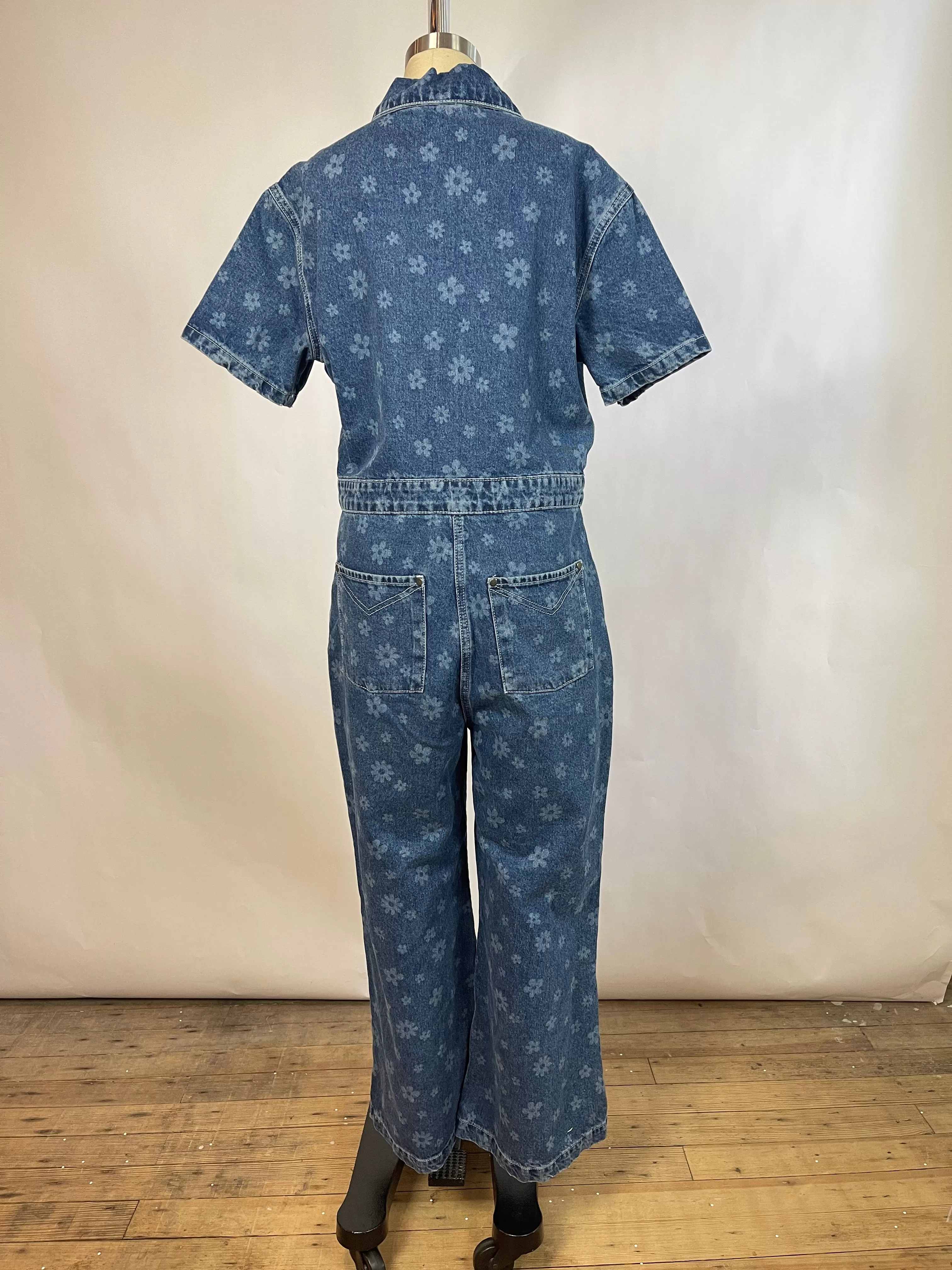 Ragged Priest Floral Denim Jumpsuit (L)