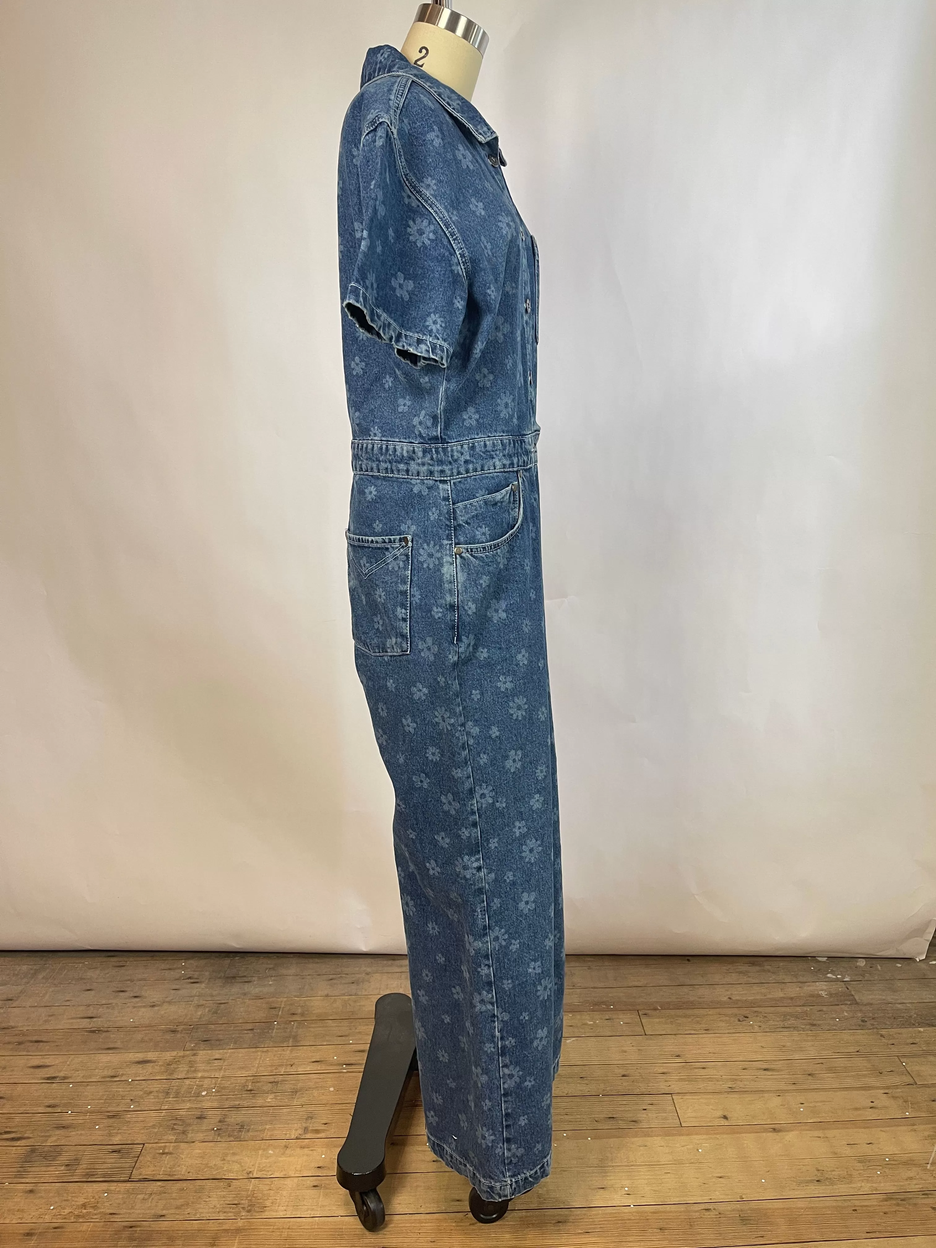 Ragged Priest Floral Denim Jumpsuit (L)