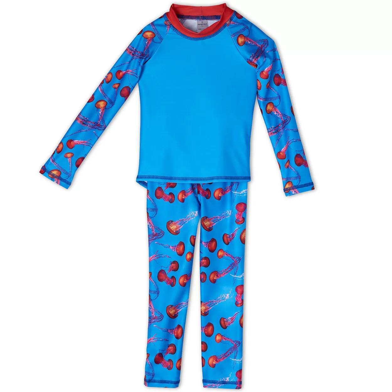 Red Jellyfish 2-pc Rash Guard Set UPF 50  for Boys